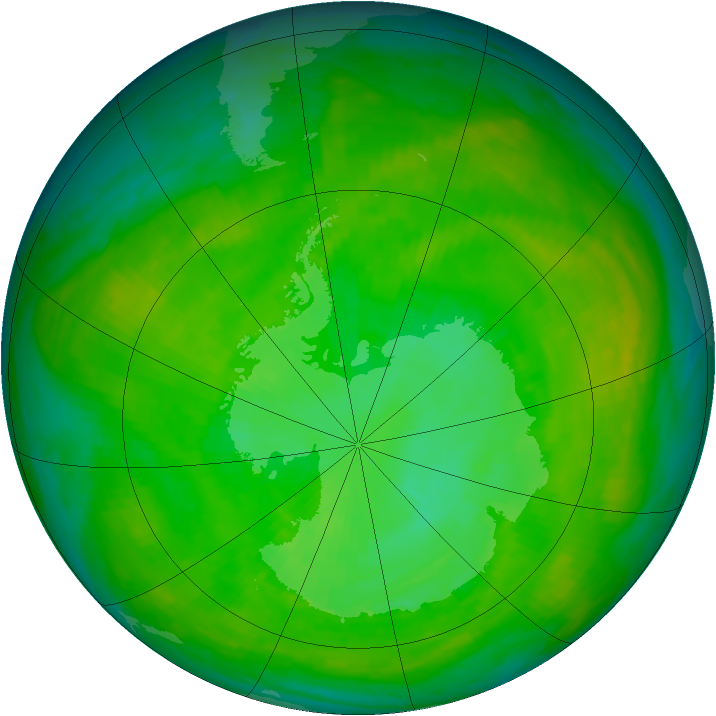 Antarctic ozone map for 22 December 1982